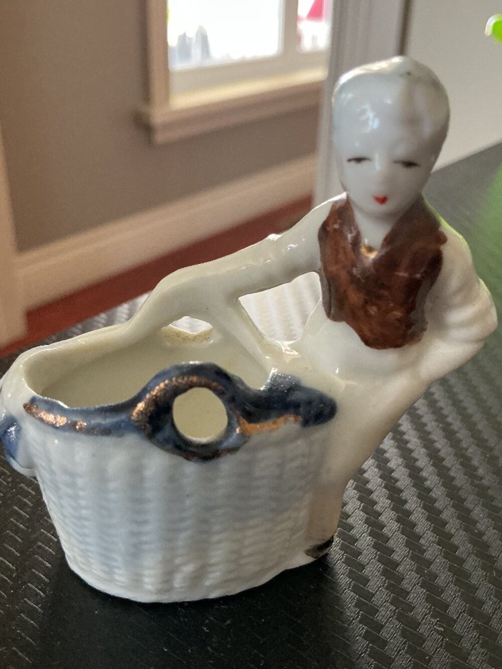 Vintage Figural Ceramic Toothpick Holder/Miniature Planter